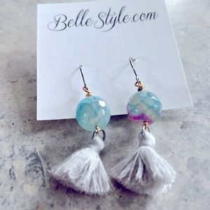 BelleStyle Rainbow Fluorite Tassel Earrings